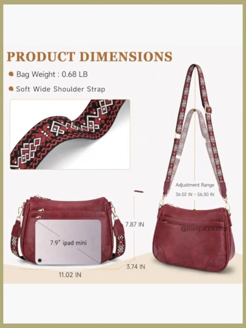 Vegan Leather Hobo Crossbody Bag with Adjustable Wide Strap and Multiple Pockets